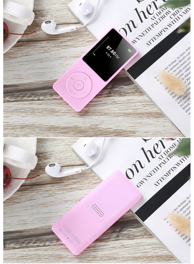 Mini Portable Mp3 Mp4 Music Player 1.8 Inch Screen Card Insertion Sports Music Player For Students-Body Color:Pink 【band Outside】】-Memory Capacity:Single Card 【without Memory】 Without Accessories - Image 1