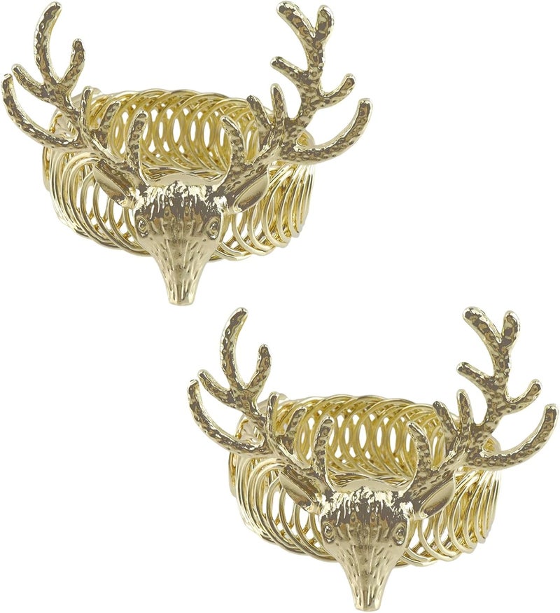Chinflly Curtain Tiebacks Metal Gold Deer Elegant Curtain Holdbacks Hooks for Office Home Decor, 2 Packs - Image 1