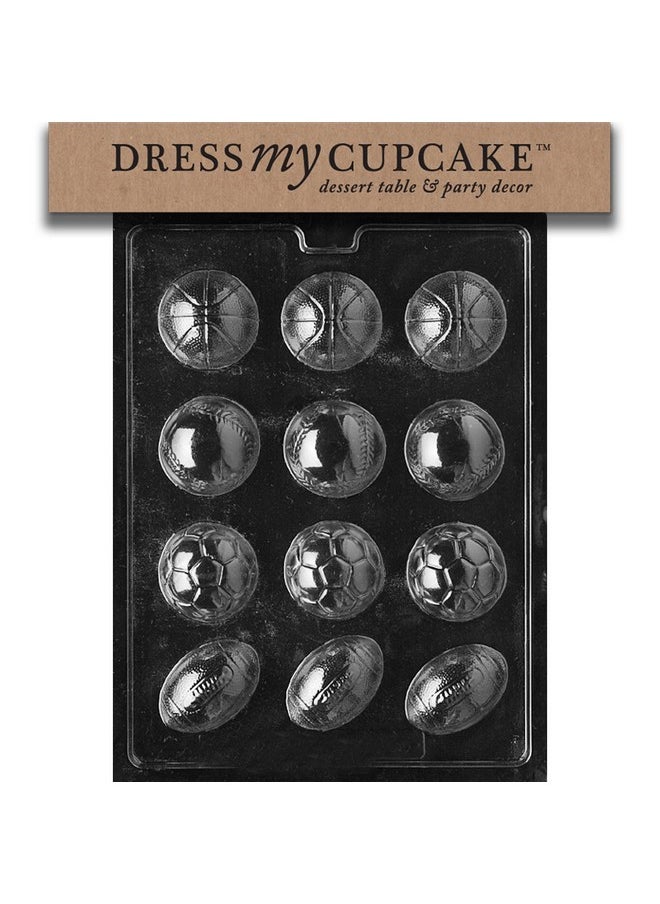Dress My Cupcake Dress My Cupcake Chocolate Candy Mold, Ball Assorted Baseball/Soccer/Football, Sports 