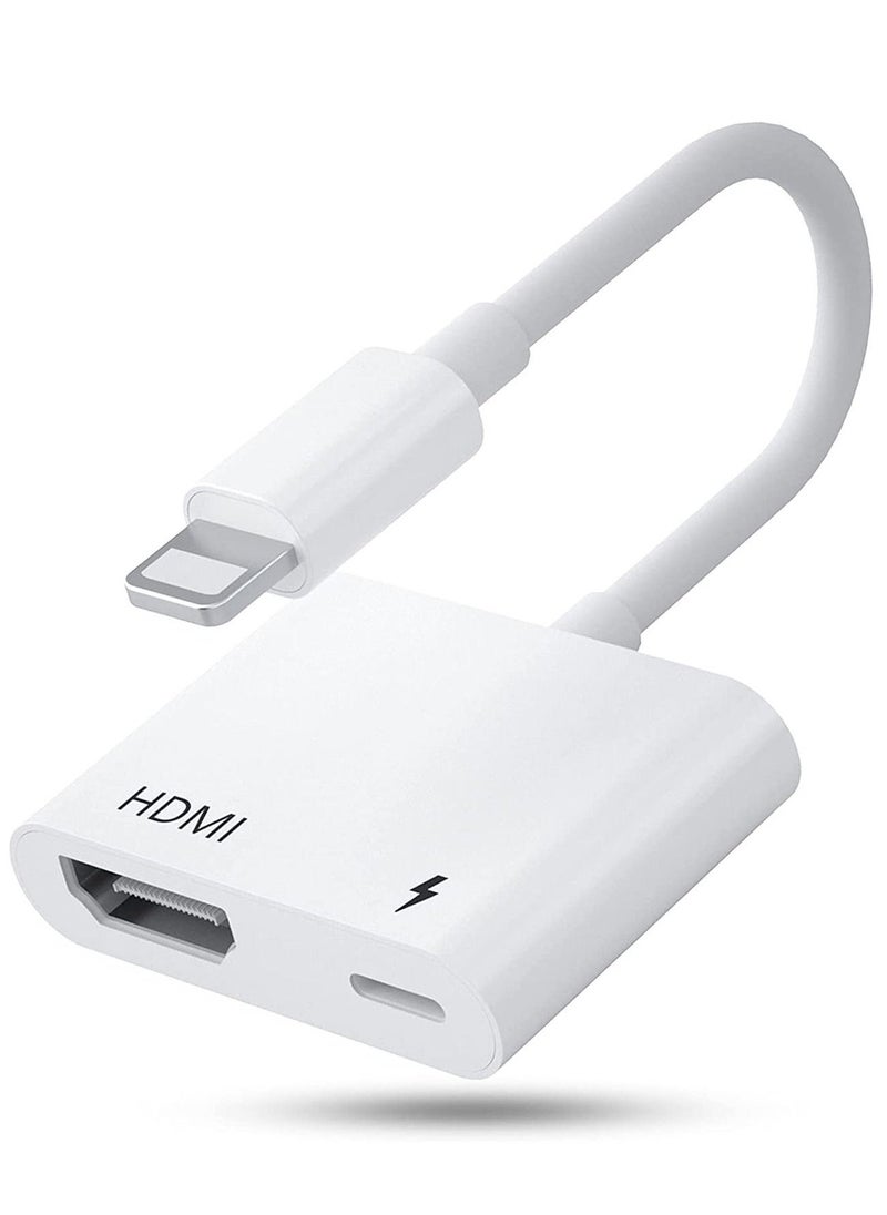 HDMI Adapter for iPhone,HDMI Sync Screen Converter, 1080P HDMI Digital AV Adapter with Charing Port,Compatible with iPhone 13/12/11/X/8/7/ iPad/ iPod to HD TV/Monitor/Projector. [No Need Power] - Image 1