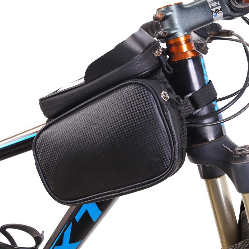 QJ Premium Waterproof PU Bike Handlebar Bag - Large Capacity Bicycle Front Storage Pouch with Secure 3-Strap System, Multi-Functional Cycling Accessory with Shoulder Strap for Mountain Road Commuter  Bikes - Image 4