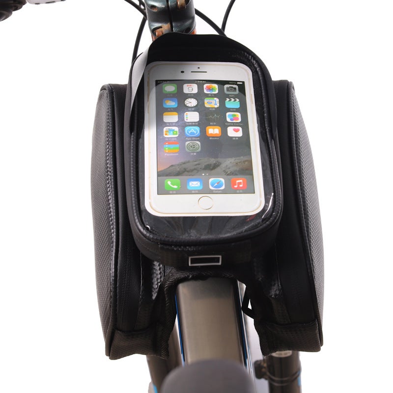 QJ Premium Waterproof PU Bike Handlebar Bag - Large Capacity Bicycle Front Storage Pouch with Secure 3-Strap System, Multi-Functional Cycling Accessory with Shoulder Strap for Mountain Road Commuter  Bikes - Image 3