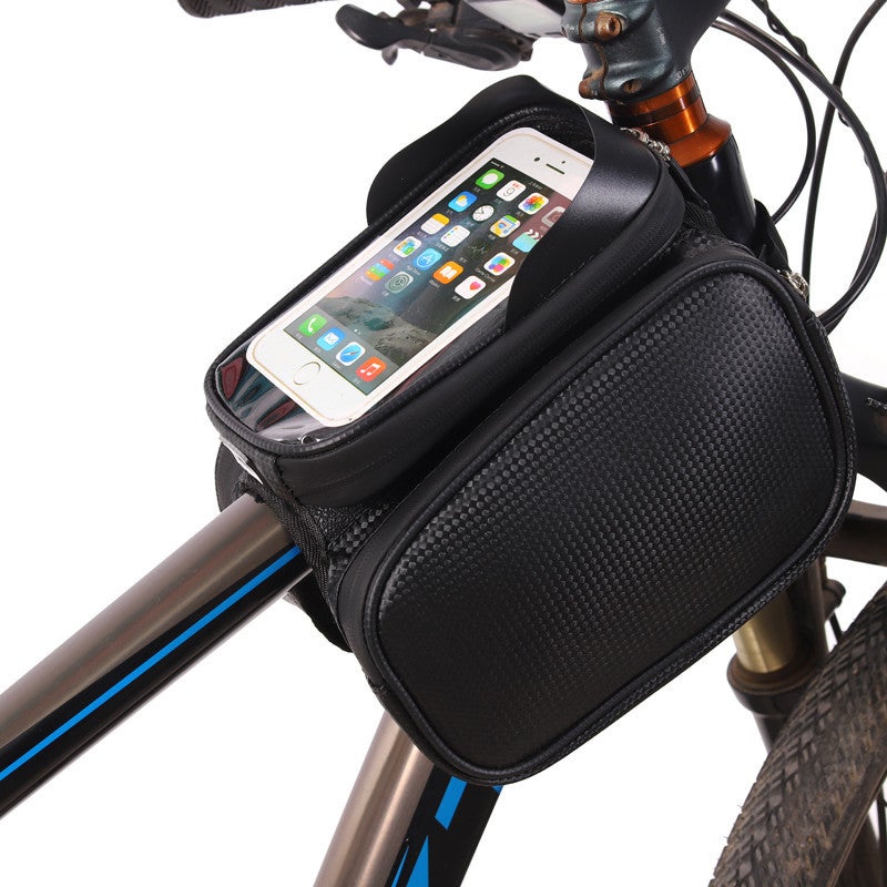 QJ Premium Waterproof PU Bike Handlebar Bag - Large Capacity Bicycle Front Storage Pouch with Secure 3-Strap System, Multi-Functional Cycling Accessory with Shoulder Strap for Mountain Road Commuter  Bikes - Image 2