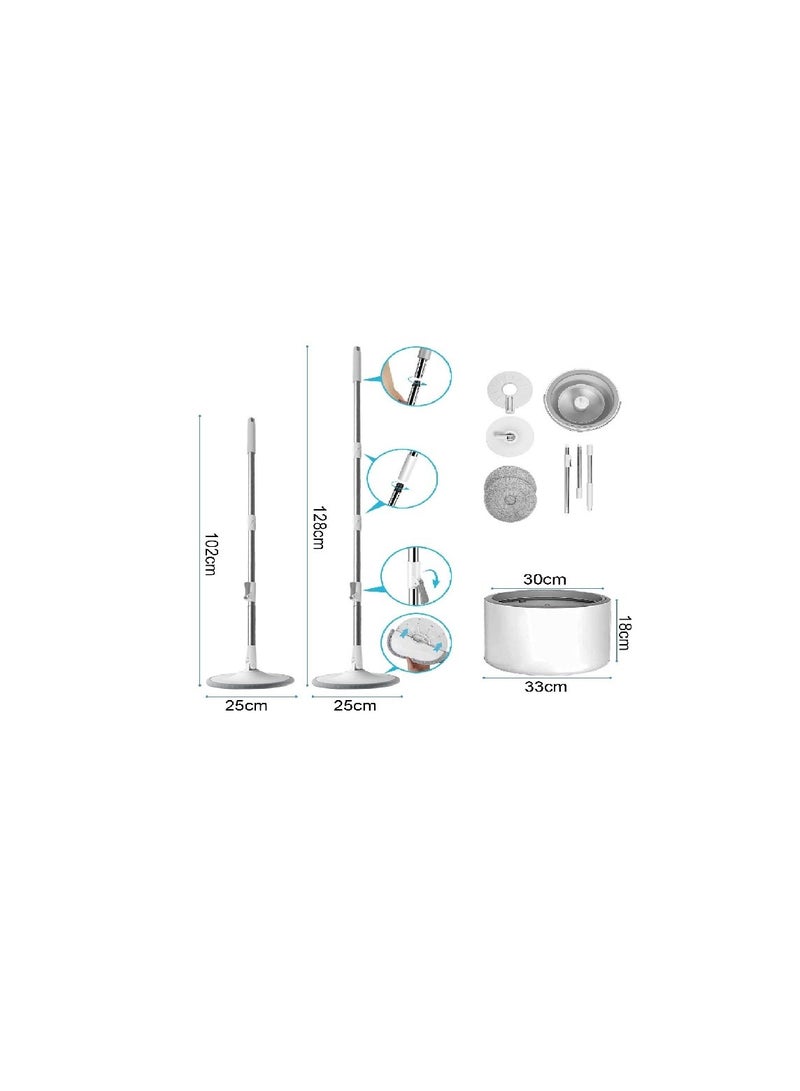 بي كير  مجموعة ممسحة مسطحة دوارة بزاوية 360 درجة مع دلو من جلوكلوز بنظام فصل ذاتي بين الماء المتسخ والنظيف مع وسادتين من المايكروفايبر ومقبض قابل للتمديد لتنظيف جميع انواع الارضيات - Image 3