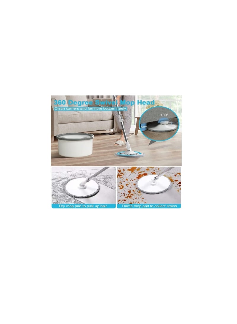 بي كير  مجموعة ممسحة مسطحة دوارة بزاوية 360 درجة مع دلو من جلوكلوز بنظام فصل ذاتي بين الماء المتسخ والنظيف مع وسادتين من المايكروفايبر ومقبض قابل للتمديد لتنظيف جميع انواع الارضيات - Image 4