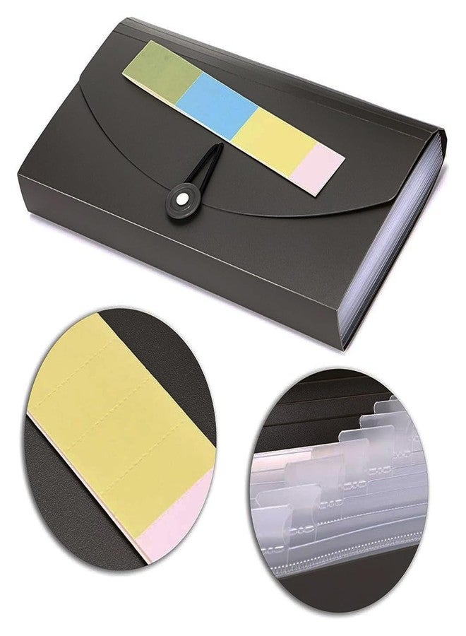 COI 13 Pockets Expanding Check Bill File Chequebook Folder-Hand-held Small Accordion File Folder Expandable Card Ticket Holder Plastic Business Document Organizer Wallet Case - Image 3