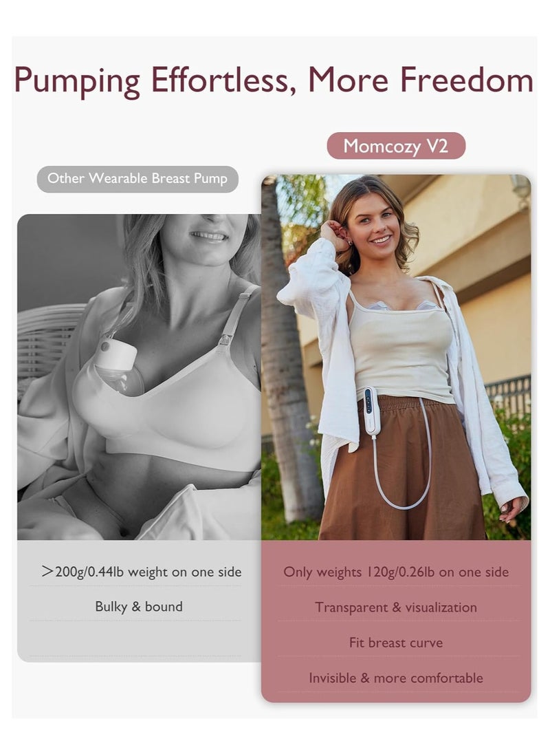 Momcozy V2 Wearable Electric Breast Pump – Hands-Free Pump with Multiple Suction Modes & 15 Levels – Quiet and Comfortable Design for Easy Breastfeeding