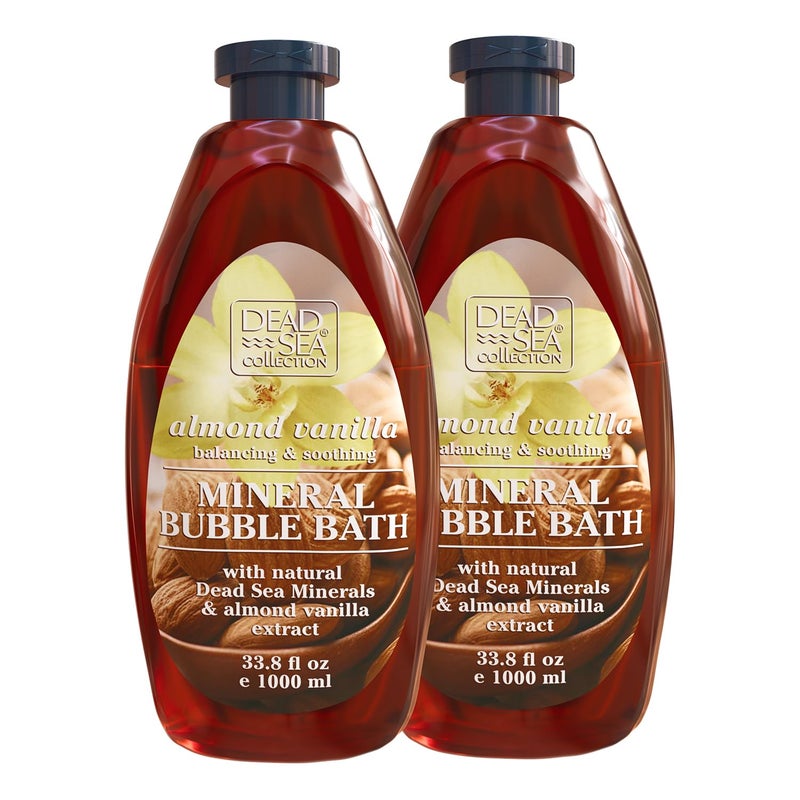 Dead Sea Collection Bubble Bath with Almond Vanilla for Women and Men  Sweet Almond Oil and Dead Sea Salt  Nourishing and Moisturizing Skin  Pack of 2 676 floz
