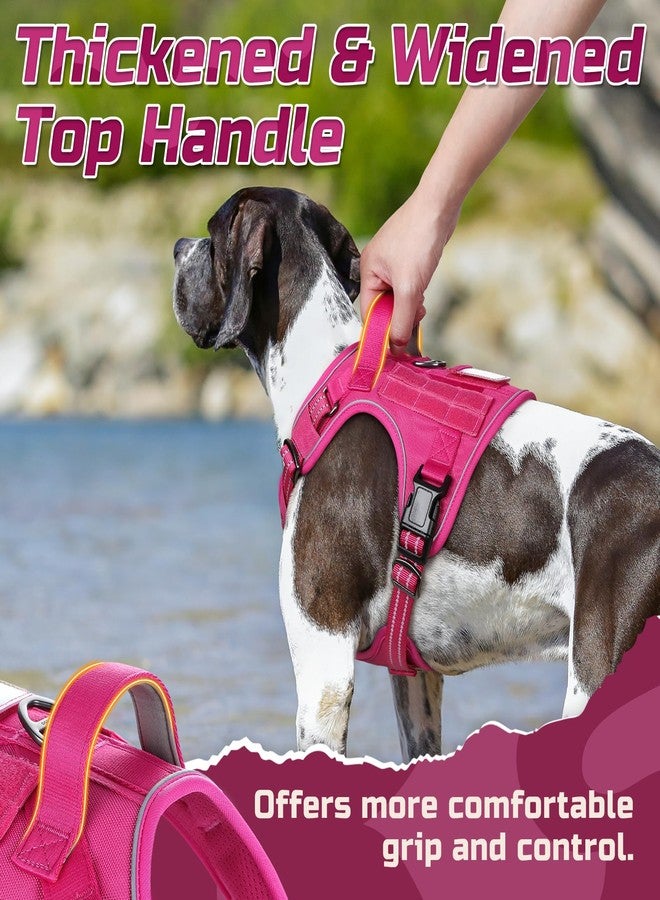 رابيتجو سرج تكتيكي للكلاب الكبيرة من رابيت جو، سترة عسكرية مانعة للشد مزودة بمقبض ونظام مول، سهولة التحكم أثناء التدريب والمشي، أحزمة عاكسة قابلة للتعديل، لون أحمر وردي، مقاس كبير - Image 2