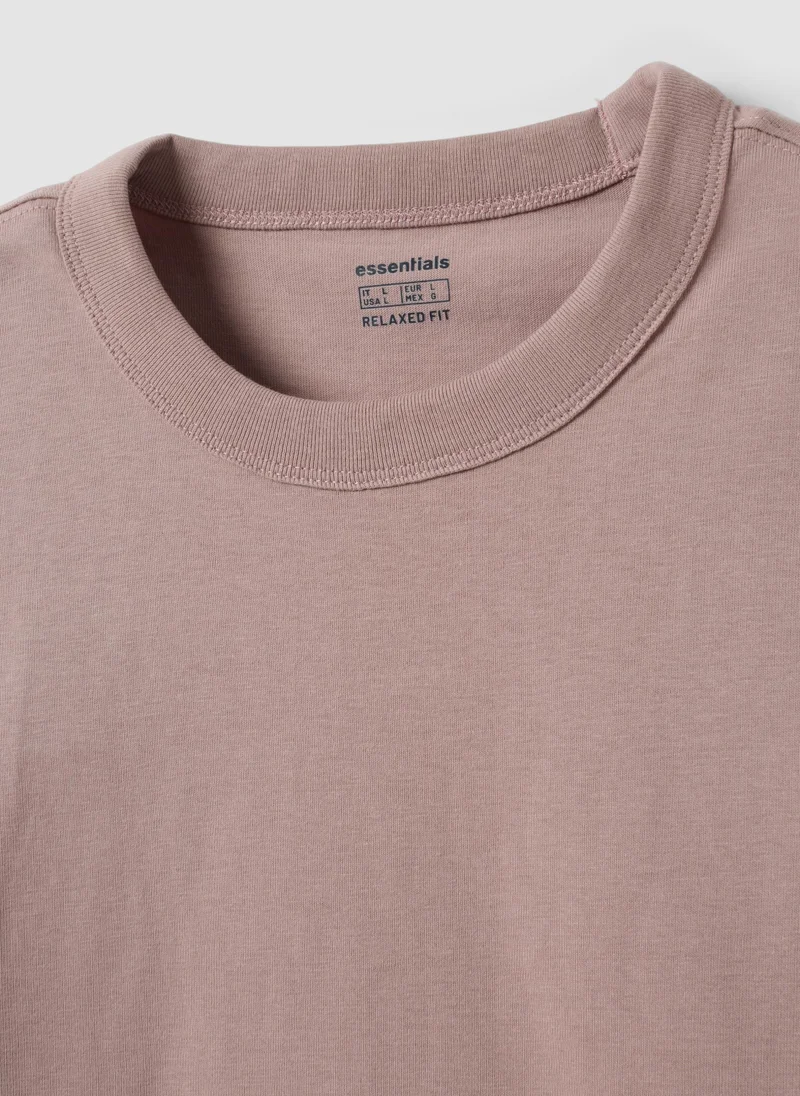 او في اس OVS Pink Pure Cotton Crew-Neck T-Shirt, Relaxed Fit