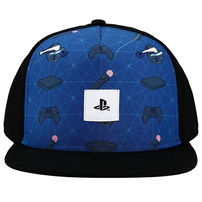 Bioworld Sony PlayStation Embroidered Logo Patch Gaming Icons Youth Flat Bill Hat Multicolored - Image 1