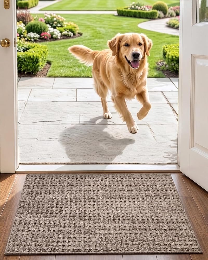 DEXI Front Door Mat Indoor Rug Washable 44 x 76 cm, Beige - Image 2