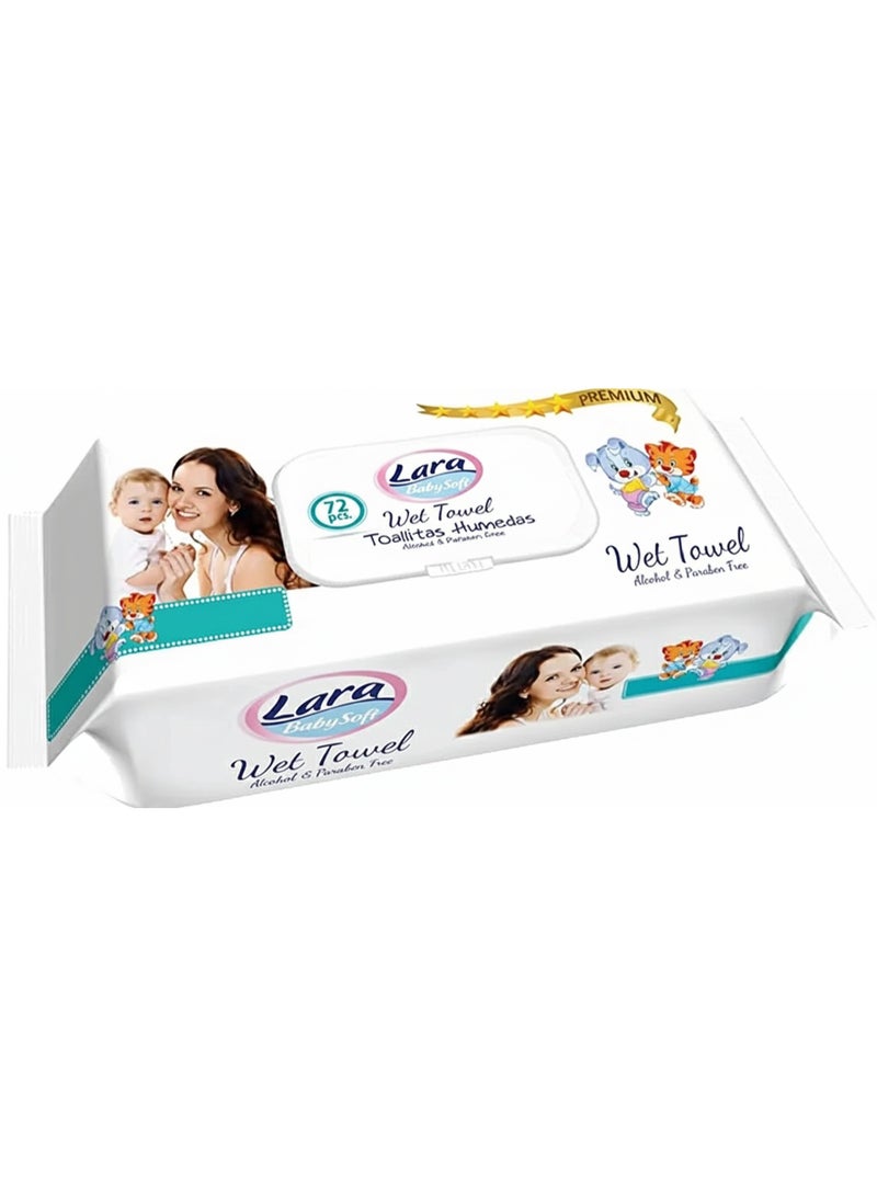lara Soft Premier Baby Wet Wipes 72 Pieces
