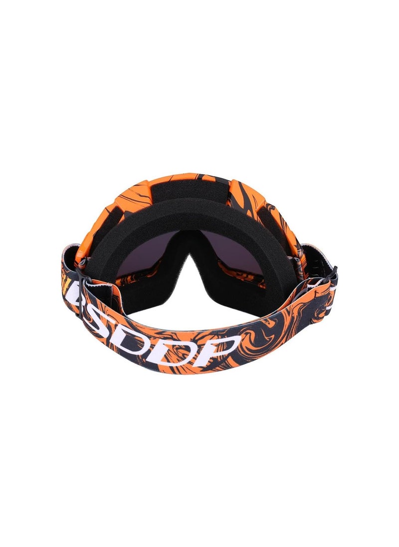 Generic - Motorcycle Goggles, Motorcycle Motocross Off Road Dirt Bike Racing Goggles Glasses Eyes Protection(Orange frame + colorful lens) - Image 1