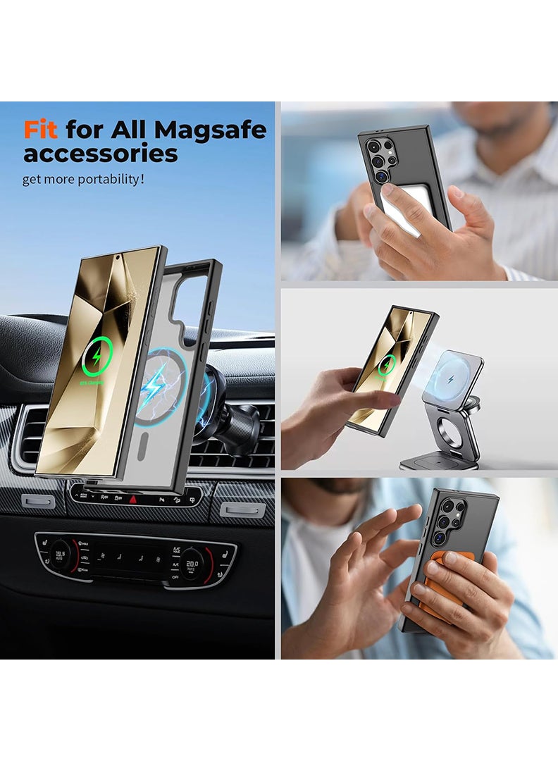Case Up Case for Samsung Galaxy S24 Ultra Compatible with MagSafe & Military-Grade Protection, Magnetic Translucent Matte Shockproof Cover for Galaxy S24 Ultra Black - Image 3