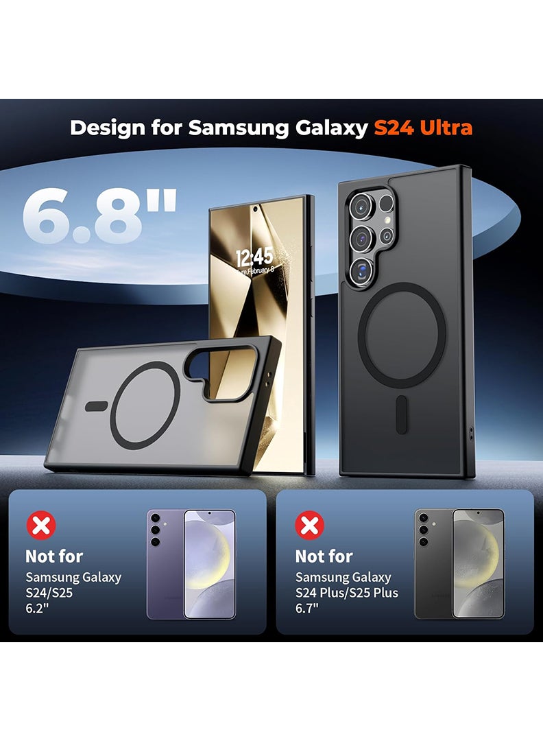 Case Up Case for Samsung Galaxy S24 Ultra Compatible with MagSafe & Military-Grade Protection, Magnetic Translucent Matte Shockproof Cover for Galaxy S24 Ultra Black - Image 2