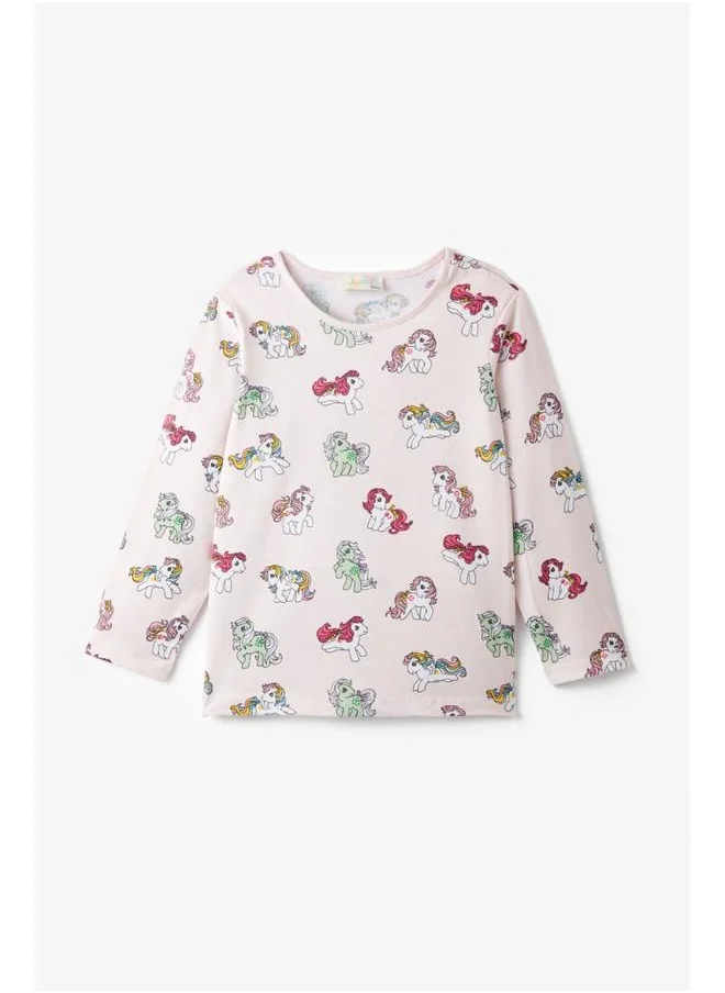 جون June Baby Girl Unicorn Printed Long Sleeve Tshirt Powder