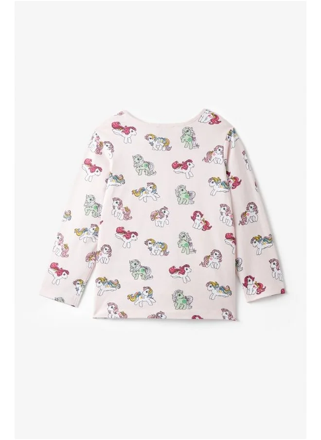 جون June Baby Girl Unicorn Printed Long Sleeve Tshirt Powder