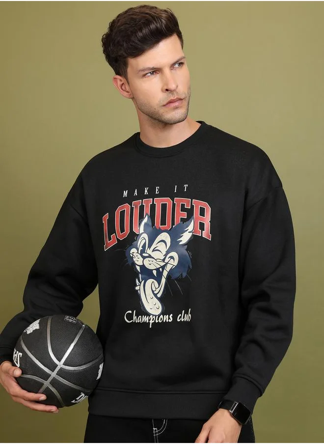 HIGHLANDER Oversized Character Print Dropped Shoulder Sweatshirt