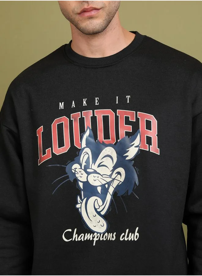 HIGHLANDER Oversized Character Print Dropped Shoulder Sweatshirt