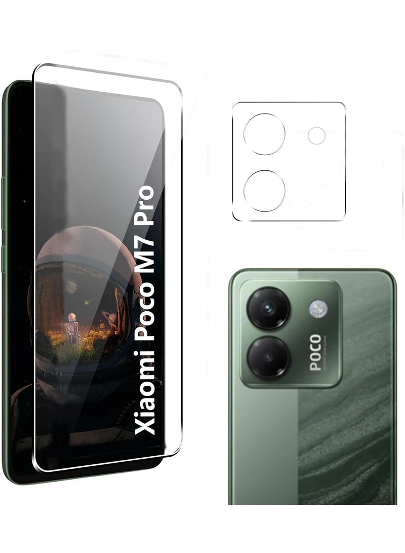 2 in 1 For Xiaomi Poco M7 Pro 5G Screen Protector with Camera Lens Protector, 9H Hardness Anti-Scratch Tempered Glass flim, Case Friendly, Anti-Fingerprint,Anti-Scratch - Image 1