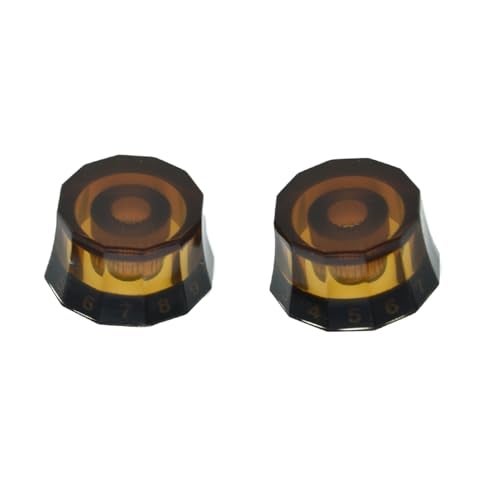 KAISH Pack of 4 Metric 18 Coarse Spline Lampshade Style Electric Guitar Knobs Speed Control Knobs for PRSLPSGLes Paul Amber with Black - Image 3