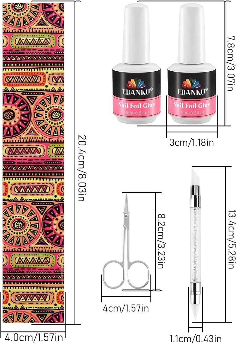 EBANKU Nail Foil Glue Gel Set, 30 ml Nail Glue with 20 Pieces Flowers Butterfly Transfer Foils Gel Nail Foils for DIY Manicure or Salon, UV/LED Lamp Required - Image 5
