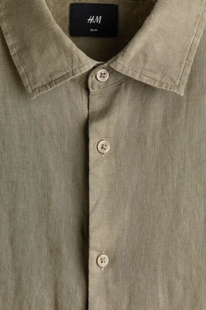 اتش اند ام قميص بقصّة سلِم من الكتان