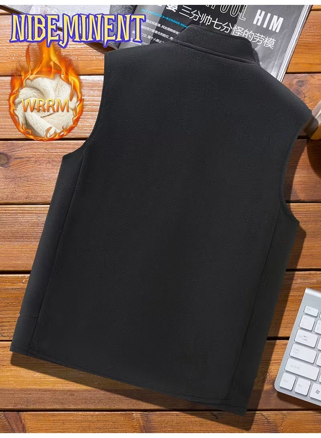 NIBEMINENT Men'S Sleeveless Jacket - Stand Collar Zip-Up Vest with Front Pockets, Lightweight Warm Winter Coat for Outdoor, Gym - Image 2