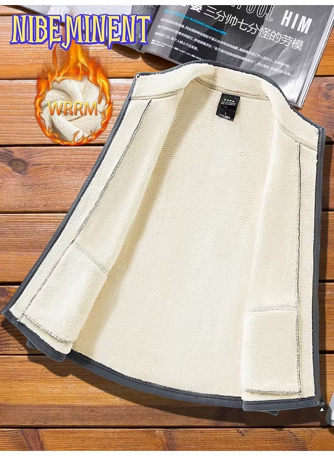 NIBEMINENT Men'S Sleeveless Jacket - Stand Collar Zip-Up Vest with Front Pockets, Lightweight Warm Winter Coat for Outdoor, Gym - Image 3