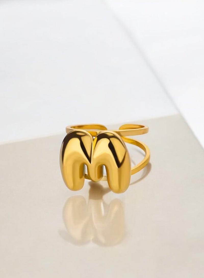 إيكوال خاتم نسائي من الاستانلس ستيل مطلي باللون الذهبي بمقاس موحد - Image 1