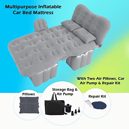 Casago M1 Multifunctional Inflatable Car Bed Mattress Universal Car Back Seat for Baby Travel Air Inflation with Two Air Pillows, Car Air Pump and Repair Kit (Grey) - Image 3