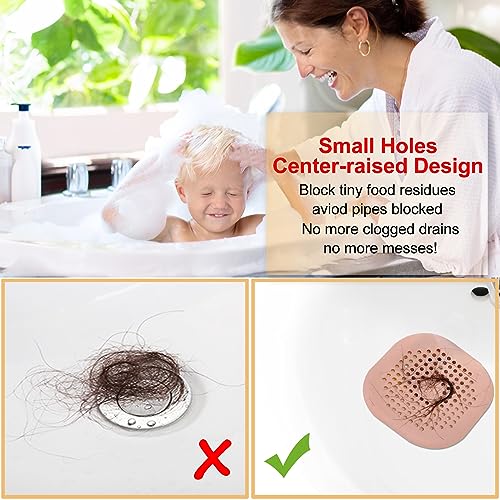 Bovinde Hair Drain Catcher,Square Drain Cover for Shower Silicone Hair Stopper with Suction Cup,Easy to Install Suit for Bathroom,Bathtub,Kitchen 2 Pack (Pink) - Image 2