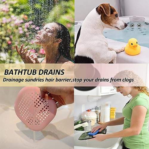 Bovinde Hair Drain Catcher,Square Drain Cover for Shower Silicone Hair Stopper with Suction Cup,Easy to Install Suit for Bathroom,Bathtub,Kitchen 2 Pack (Pink) - Image 4