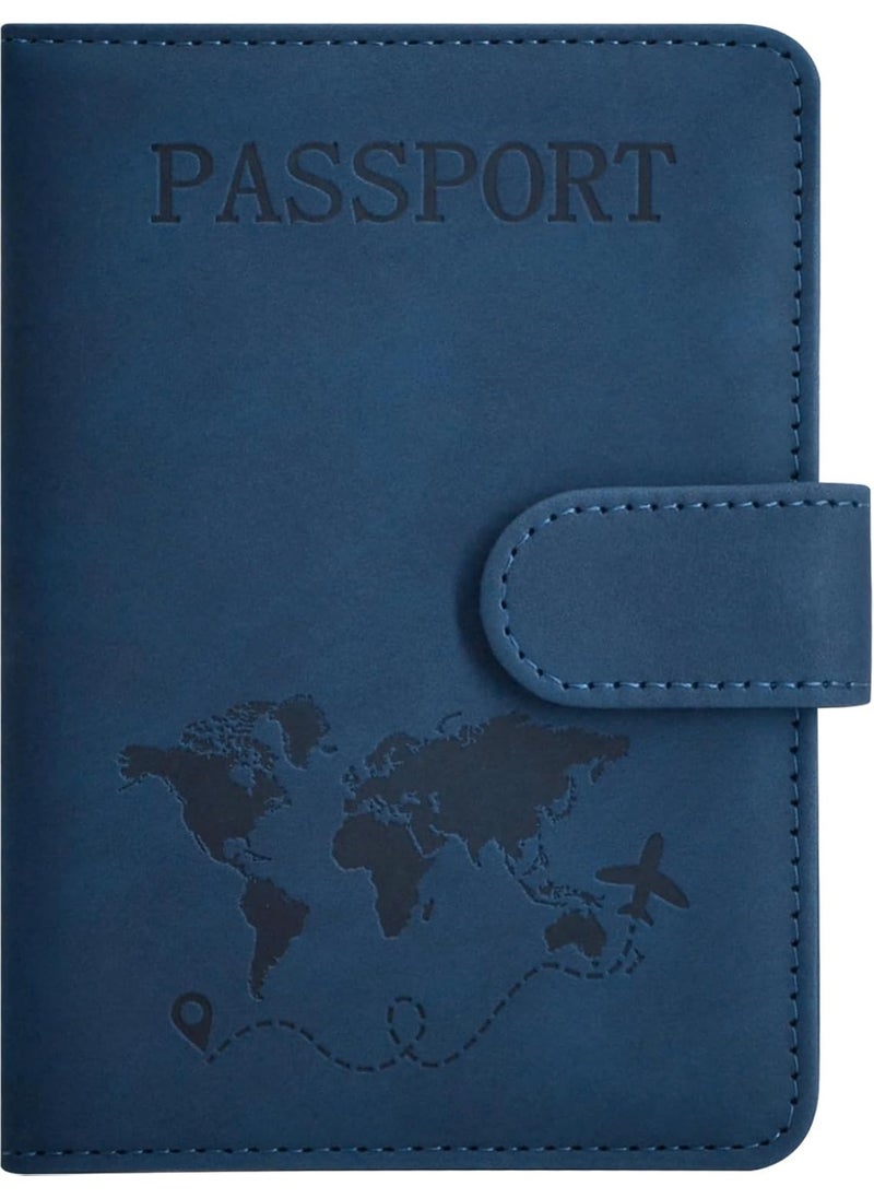 Passport Holder for Travel Essentials, Passport Wallet Cover Case for Travel Must Haves Accessories,Passport Book Holders for Women and Men Blue  - Image 1