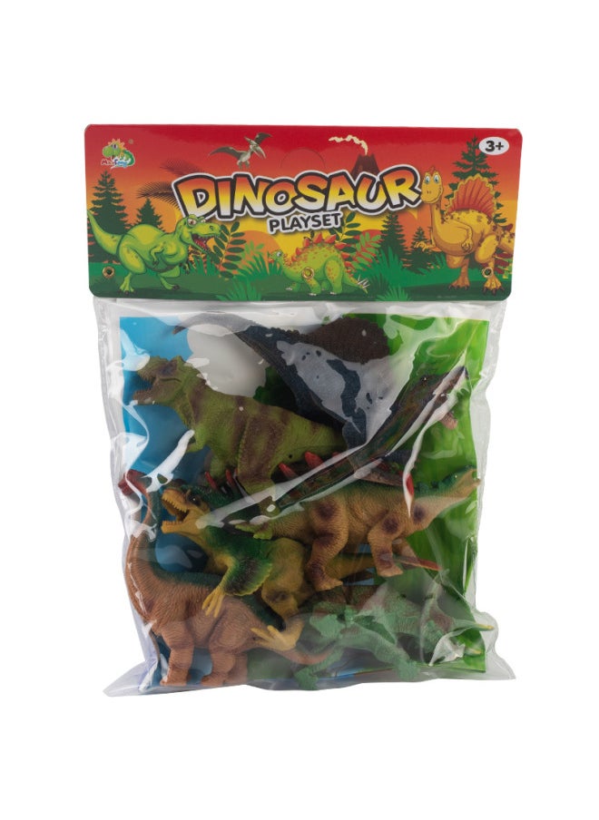 Generic - 6-inch Soft Rubber Dinosaur Toy Model Tyrannosaurus Rex Wrist Dragon Nail Dragon Triceratops Children's Little Boy Toy-颜色:7寸实心恐龙6只装 - Image 1
