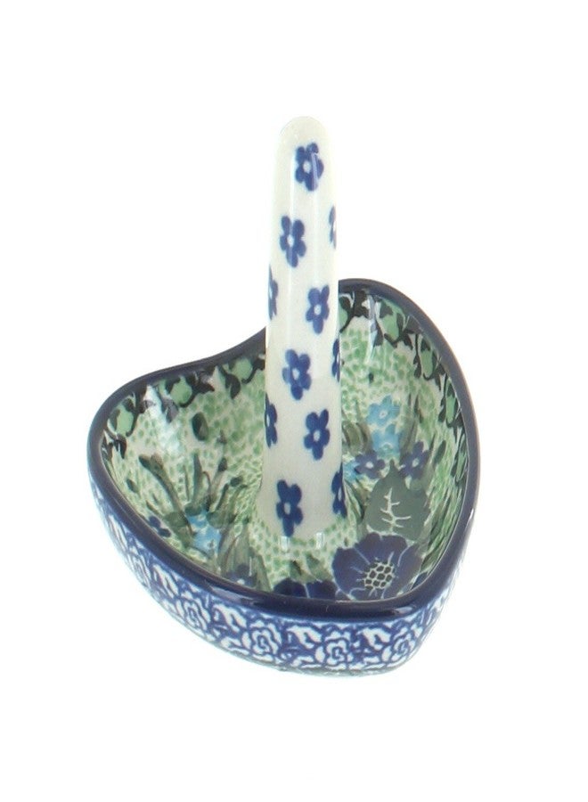 Blue Rose Pottery Blue Rose Polish Pottery - Blue Sapphire Fields Ring Holder - 2.75" x 3" - Ceramic Jewelry Dish for Rings - Image 1