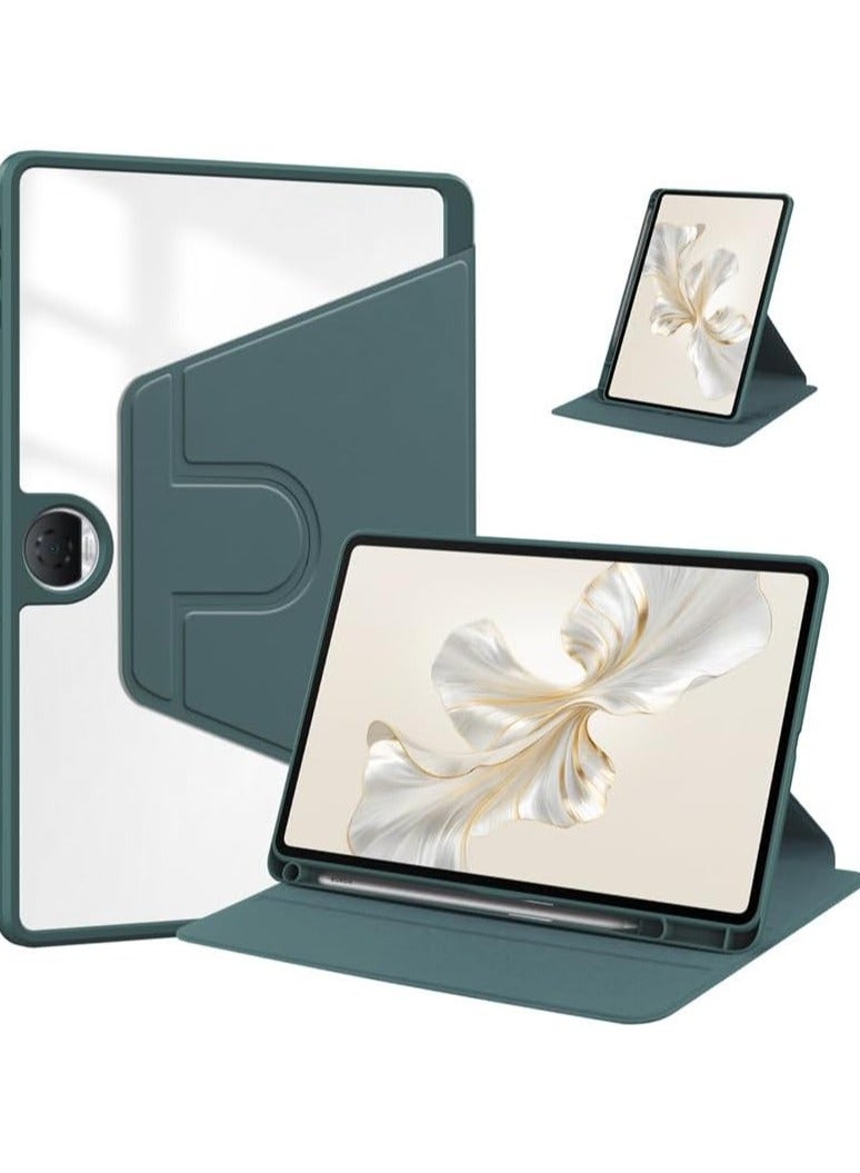 حافظة متوافقة مع Honor Pad 9 مقاس 12.1 بوصة مع حامل قلم، وحامل دوار 360 درجة، غطاء تابلت ذكي قابل للطي والنوم التلقائي (أخضر) - Image 1