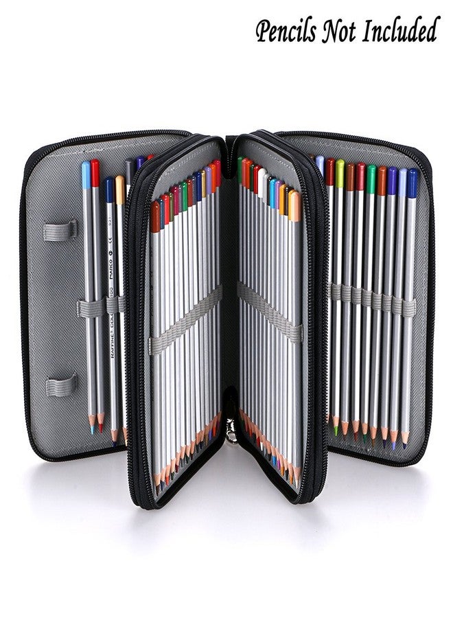 BTSKY حافظة أقلام BTSKY بسحاب - قماش 72 فتحة لحفظ الأقلام اليدوية لأقلام Prismacolor المائية، أقلام Crayola الملونة، أقلام Marco (أسود) - Image 4