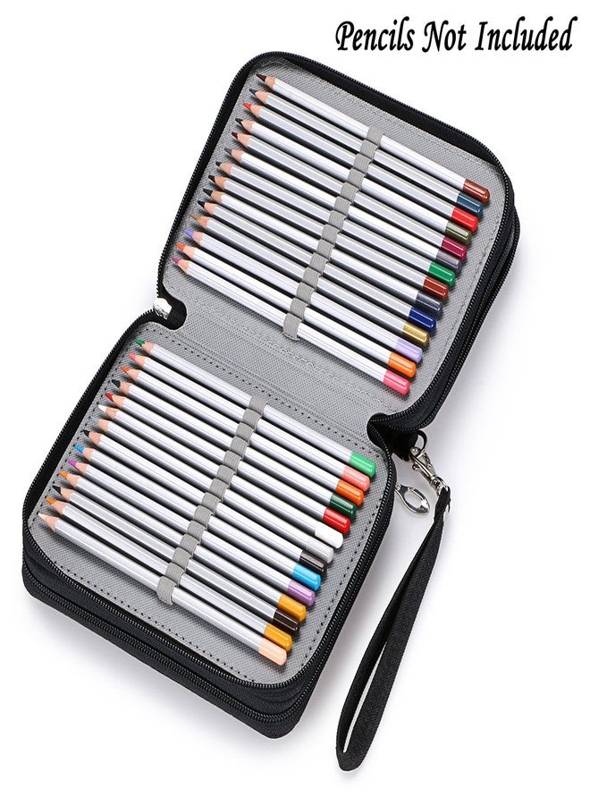 BTSKY حافظة أقلام BTSKY بسحاب - قماش 72 فتحة لحفظ الأقلام اليدوية لأقلام Prismacolor المائية، أقلام Crayola الملونة، أقلام Marco (أسود) - Image 3