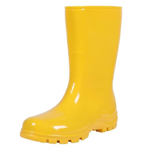 Asgard Women's Mid Calf Rain Boots Short Rubber Boots Waterproof Garden Shoes for Ladies Yellow 39 (8.5) - Image 1