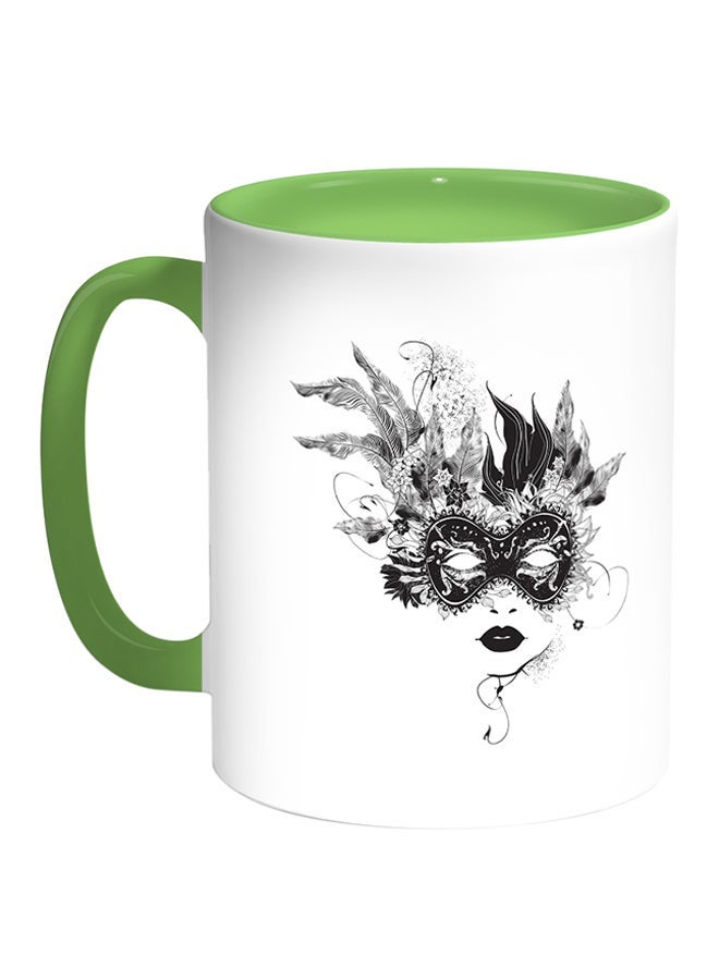 RYN Fancy Dress Costume Printed Coffee Mug White/Green 11ounce