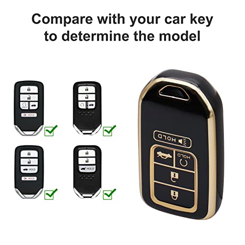 SUNCARACCL for Honda Key fob Cover with Leather Keychain, Soft TPU Full Protection Key Fob Case for Honda Accord Civic CRV Pilot Odyssey Passport Smart Remote Key (Black) - Image 2