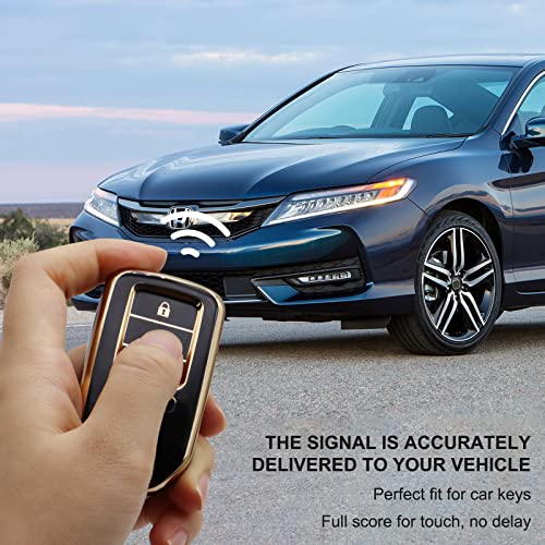 SUNCARACCL for Honda Key fob Cover with Leather Keychain, Soft TPU Full Protection Key Fob Case for Honda Accord Civic CRV Pilot Odyssey Passport Smart Remote Key (Black) - Image 5