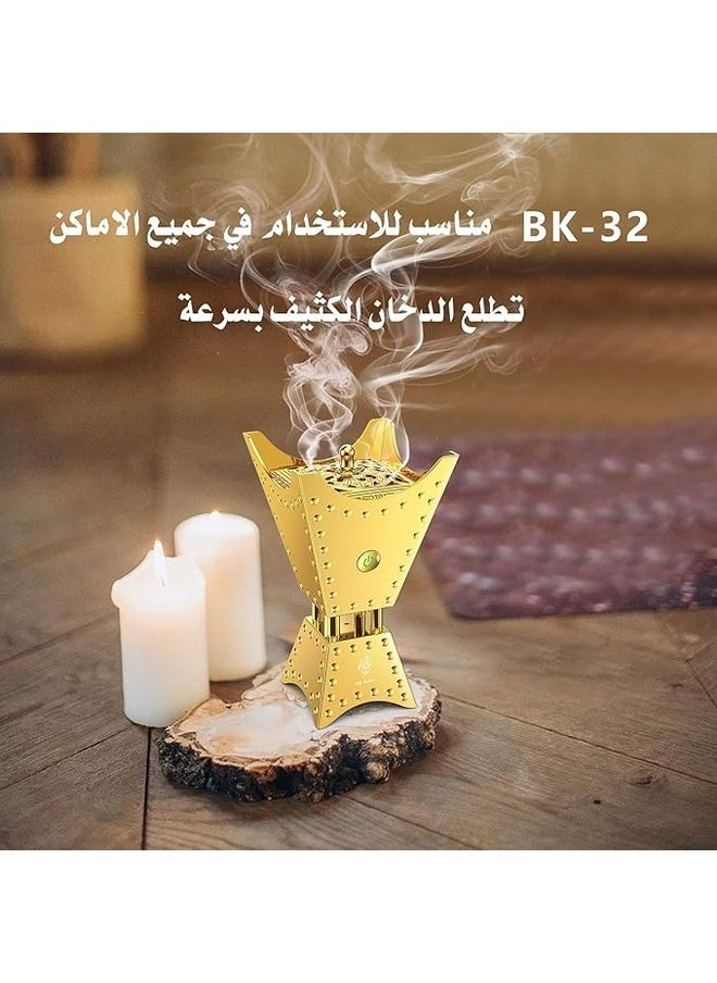 عود بخور مبخرة كهربائية بتصميم ديكور عطري مبخرة كهربائية باللون الذهبي  - Image 4