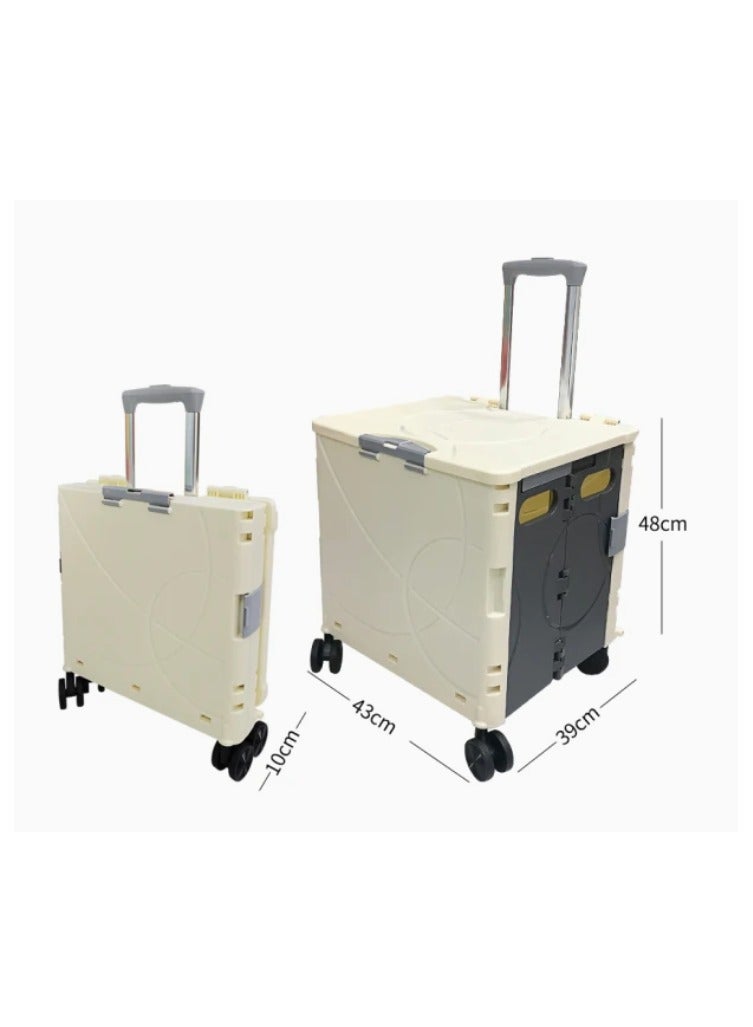 بلومنغ تايم عربة تسوق قابلة للطي ومزودة بعجلات، مقاومة للتآكل وصامتة، بمقبض تلسكوبي، مثالية للمكتب والسفر والنزهات والبقالة. - Image 2