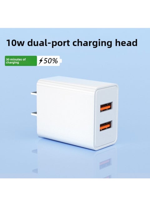 3C Certified 10W Fast Charging Three-Port Charger Applicable To Android Apple Mobile Phone Charging Head Multi-interface USB Medium-Color:10W Dual Charger  Bare Metal