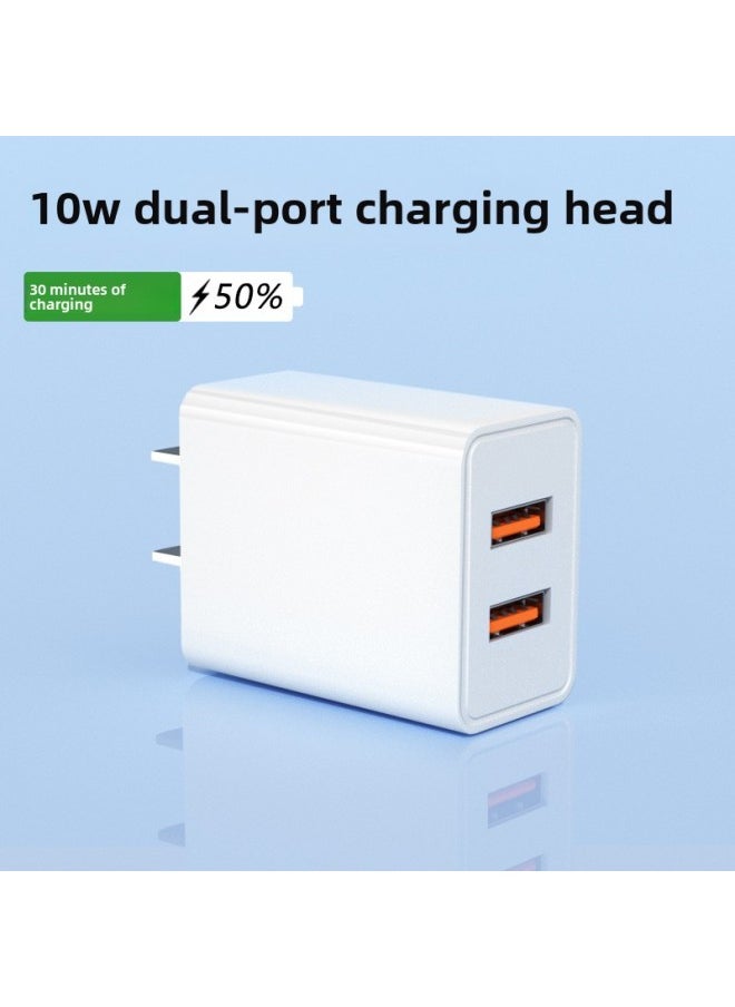 Generic - 3C Certified 10W Fast Charging Three-Port Charger Applicable To Android Apple Mobile Phone Charging Head Multi-interface USB Medium-Color:10W Dual Charger  Bare Metal - Image 1