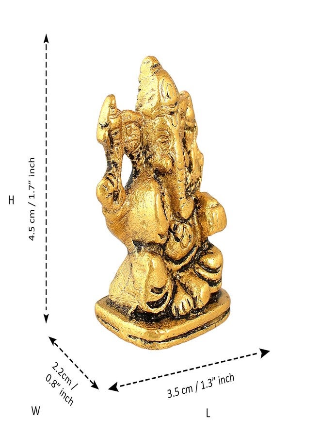 CraftVatika Metal Ganesh Idol for Diwali Decoration Item - Ganesha for Car Dashboard Small Ganpati Statue Figurine Murti for Home Office, Tabledesk Diwali Gift Items (Golden 4.5 CM Height) (Set of 1) - Image 3