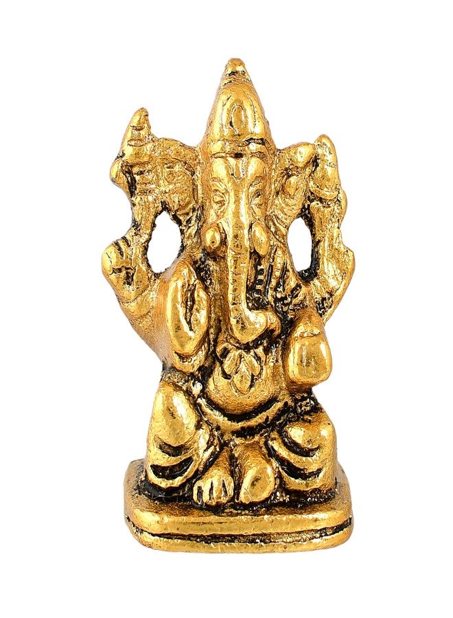CraftVatika Metal Ganesh Idol for Diwali Decoration Item - Ganesha for Car Dashboard Small Ganpati Statue Figurine Murti for Home Office, Tabledesk Diwali Gift Items (Golden 4.5 CM Height) (Set of 1) - Image 2